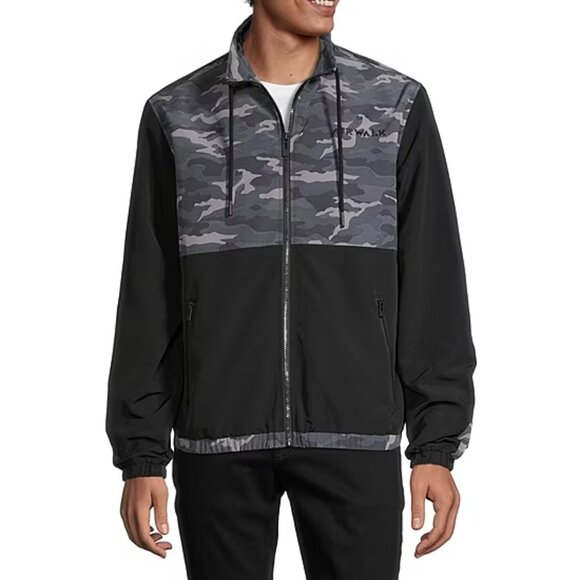 Men's Airwalk Lightweight Windbreaker - Grey Camo Black - Var Sizes - NWT - Picture 1 of 2